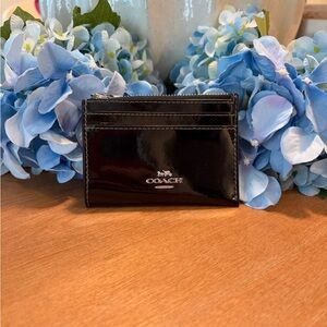 Coach Mini Skinny Id Case (Black Patent)